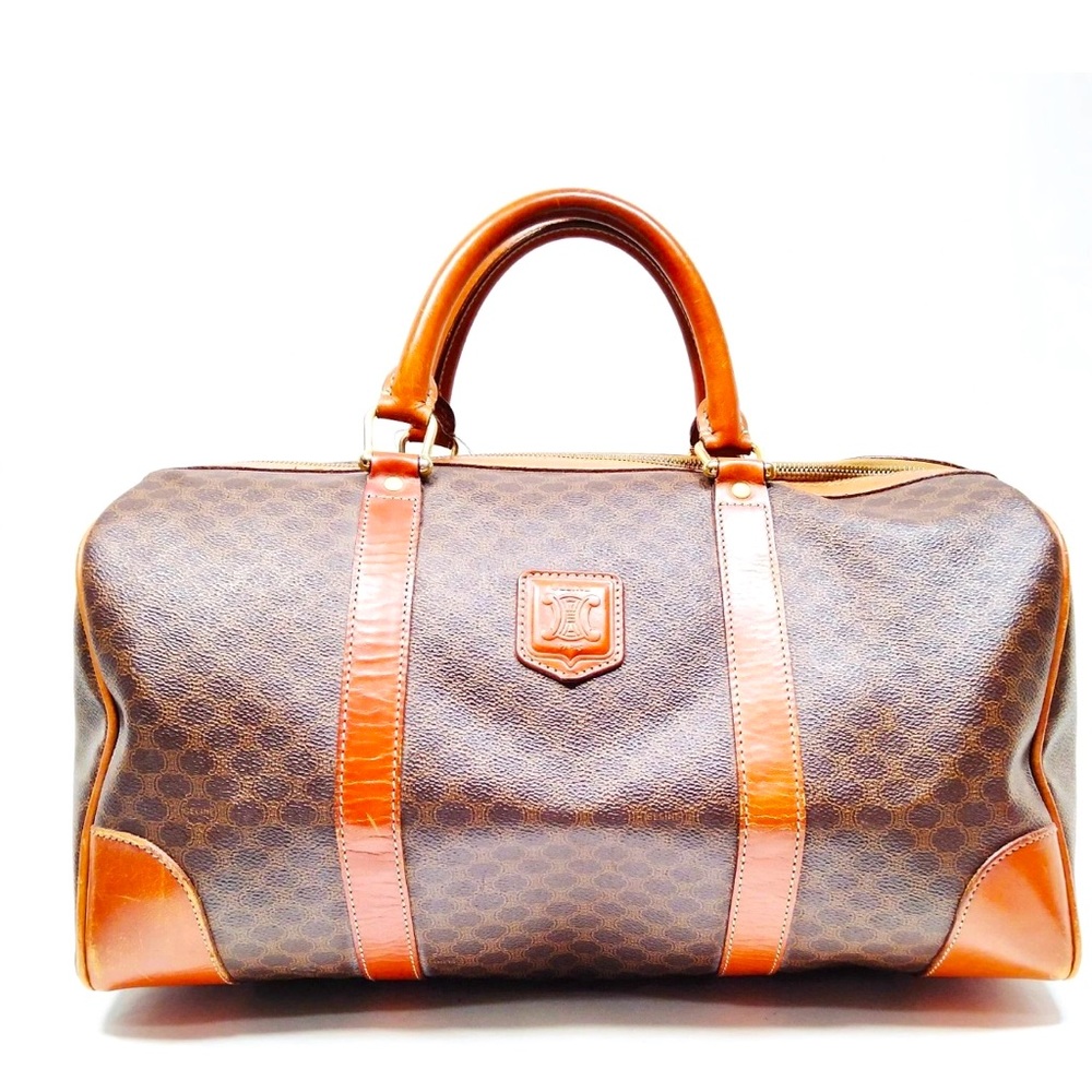 AUTHENTIC CELINE Boston bag Brown Leather Duffel Bag